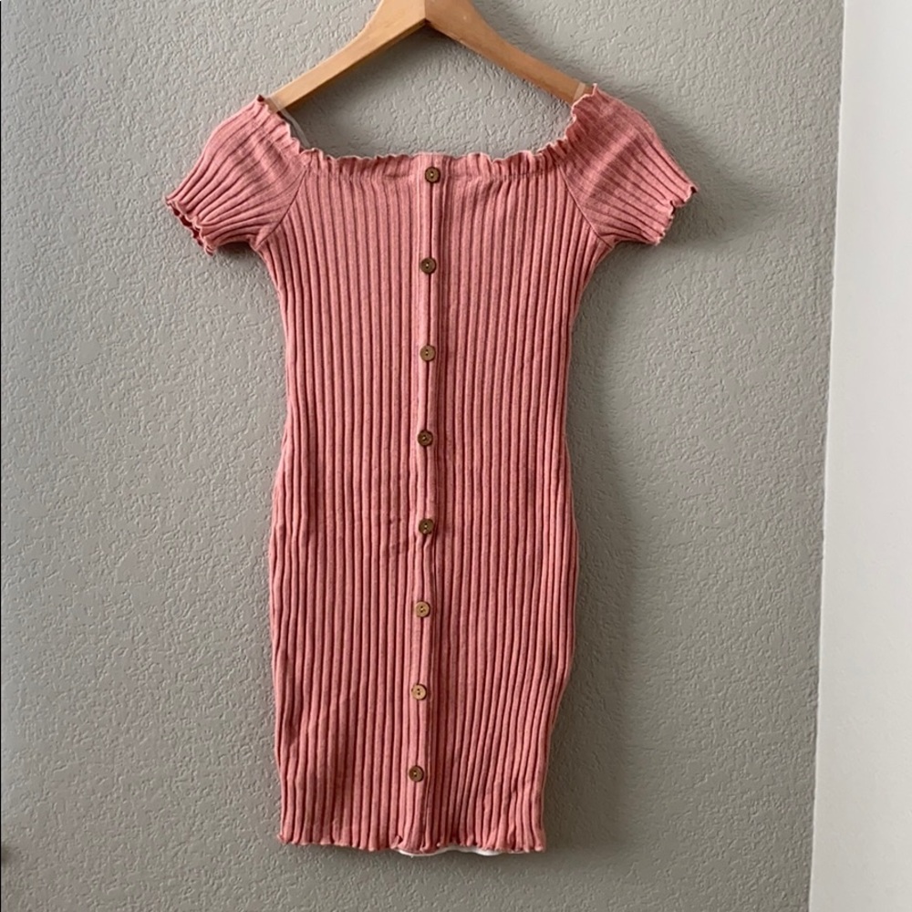 Pink off the shoulder dress